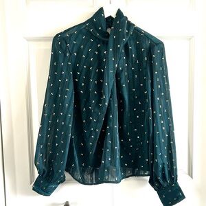 Teal Blouse with Gold Accents